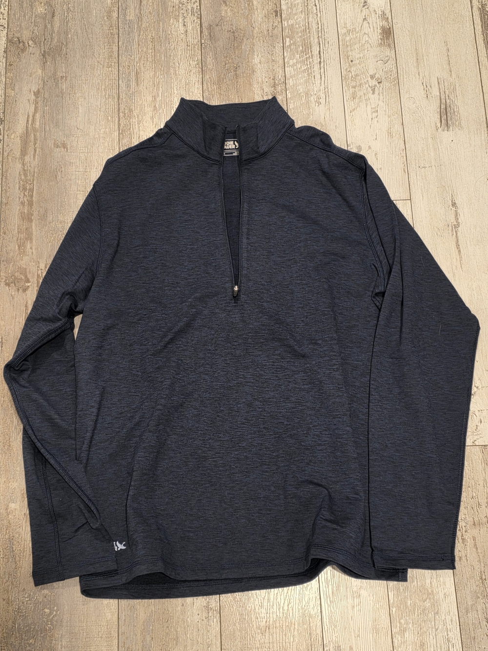 L) Men's Eddie Bauer Quarter Zip Pullover Dark Hazy Blue Performance Stretch